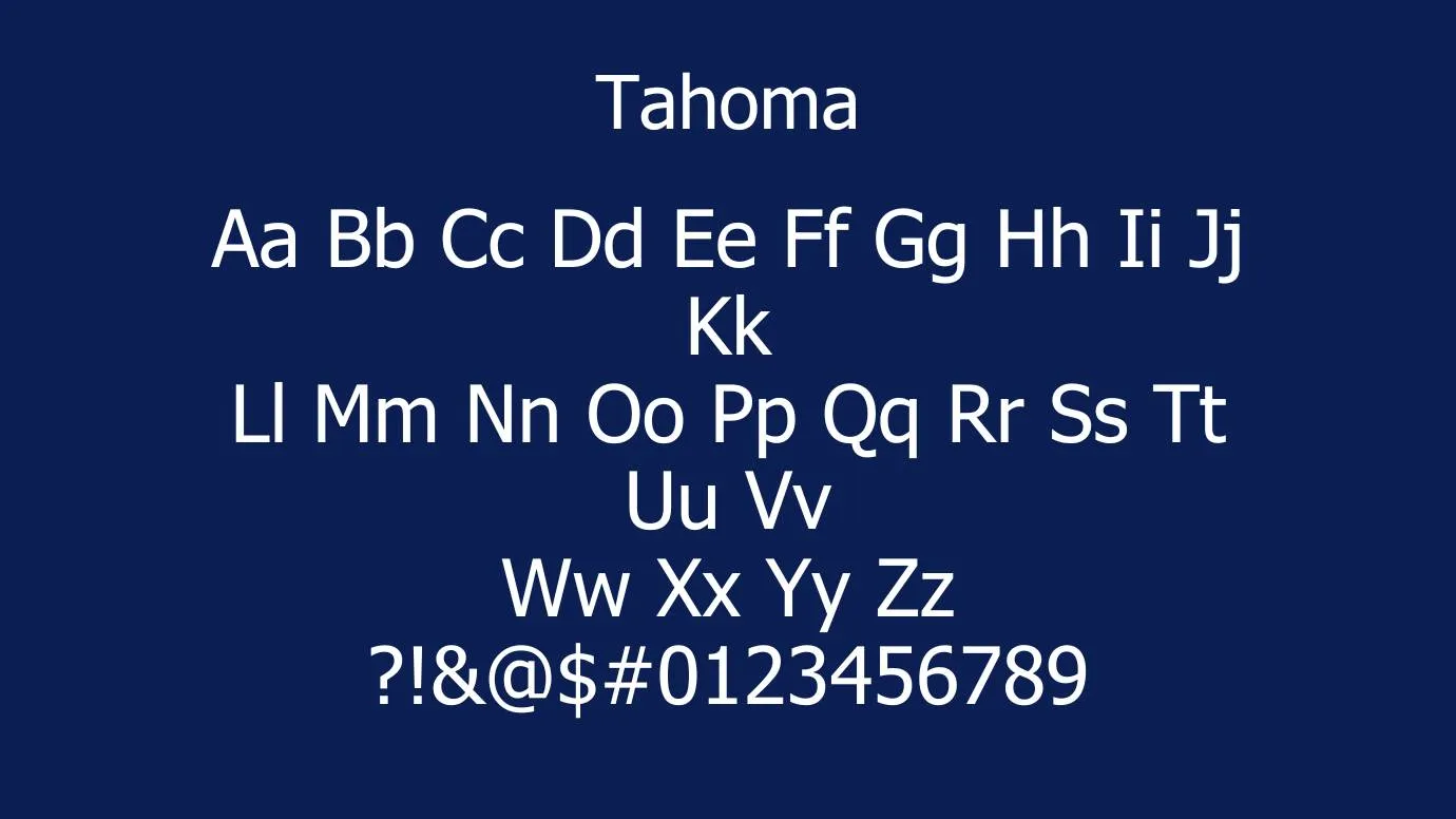 tahoma font view